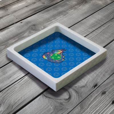 White Dragon DnD Würfel Tablett, 3D gedruckt mit Neoprenfutter D&D Rolling Tray