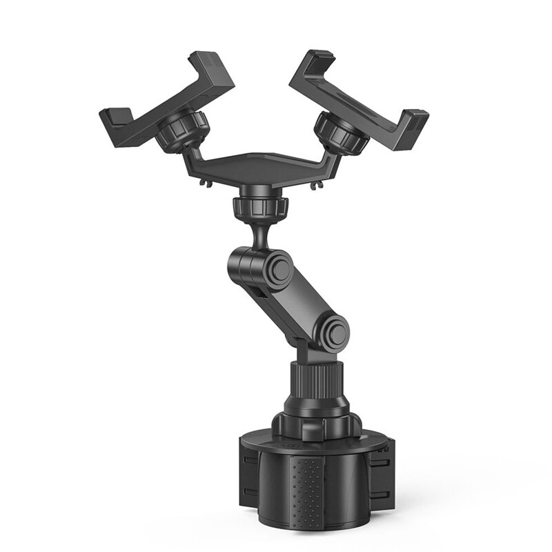 Adjustable Dual Car Cup Holder Phone Mount Compatible with 3-7 Inch Phones and GPS Navigation