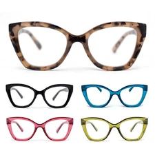 Womens Classy Oversized Thick Plastic Cat Eye Reading Glasses