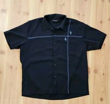 Steady Last Call Embroidered Black Short Sleeve Button Up Shirt Size XL