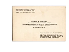 Vintage Business Card Arthur P. Greeley Patent & Trademark Expert Rare