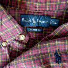 Vtg Ralph Lauren Classic Fit XL Red Plaid Long Sleeve Button Down Men's Shirt