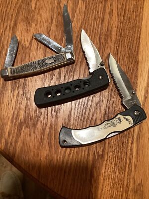 3 Pocket Knives - Rostfrei Bear Scene - Frost Cutlery  Flying Eagle ~ NEW