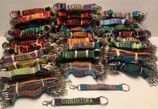 Personalized Embroidered Strap Key Rings Keychains with Attachment Clasp