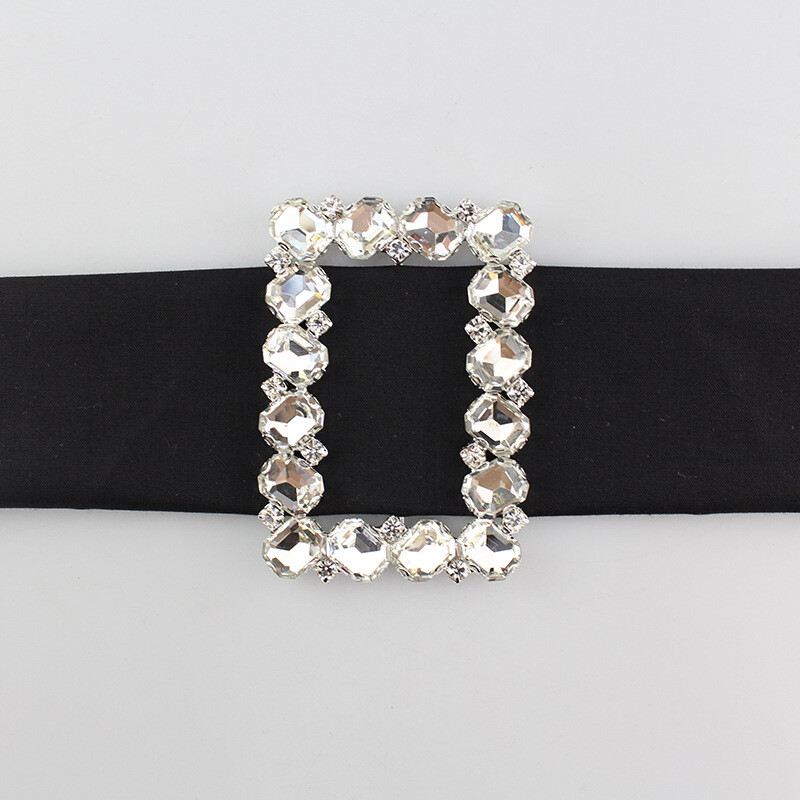 Rectangular Rhinestone Belt Buckle Slide Transpar… - image 1