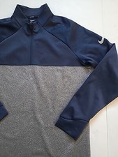 Nike Golf Mens L 1/4 Zip Therma Fleece 854498 Pullover Blue Gray