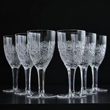 Bohemian Czech 7¾ oz (230 ml) Crystal Wine Glass Hand Cut Queen Lace, Set of 6