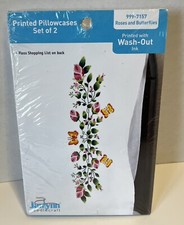 NEW Janlynn pillowcases stamped embroidery Roses and Butterflies 999-7157