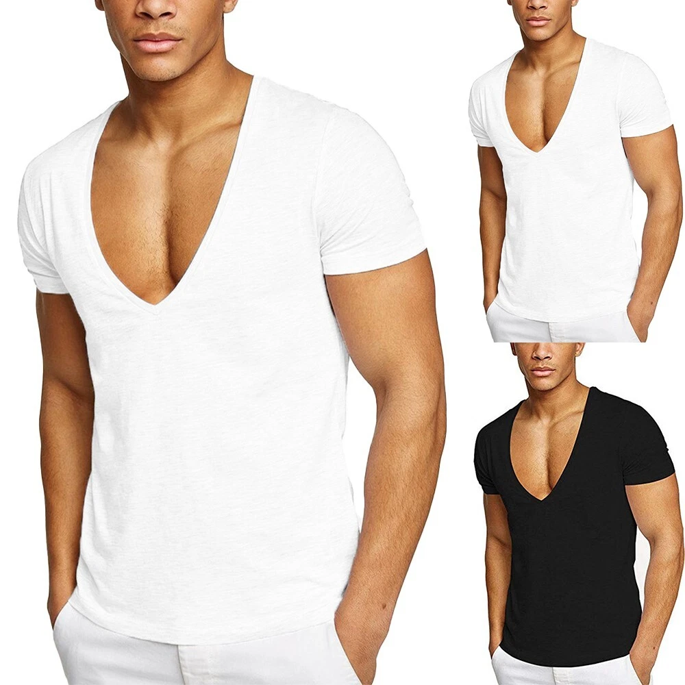 low v neck white t shirt