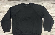 VTG Tultex Solid Black Blank 1980s Mens Pullover Crewneck Sweatshirt Made In USA