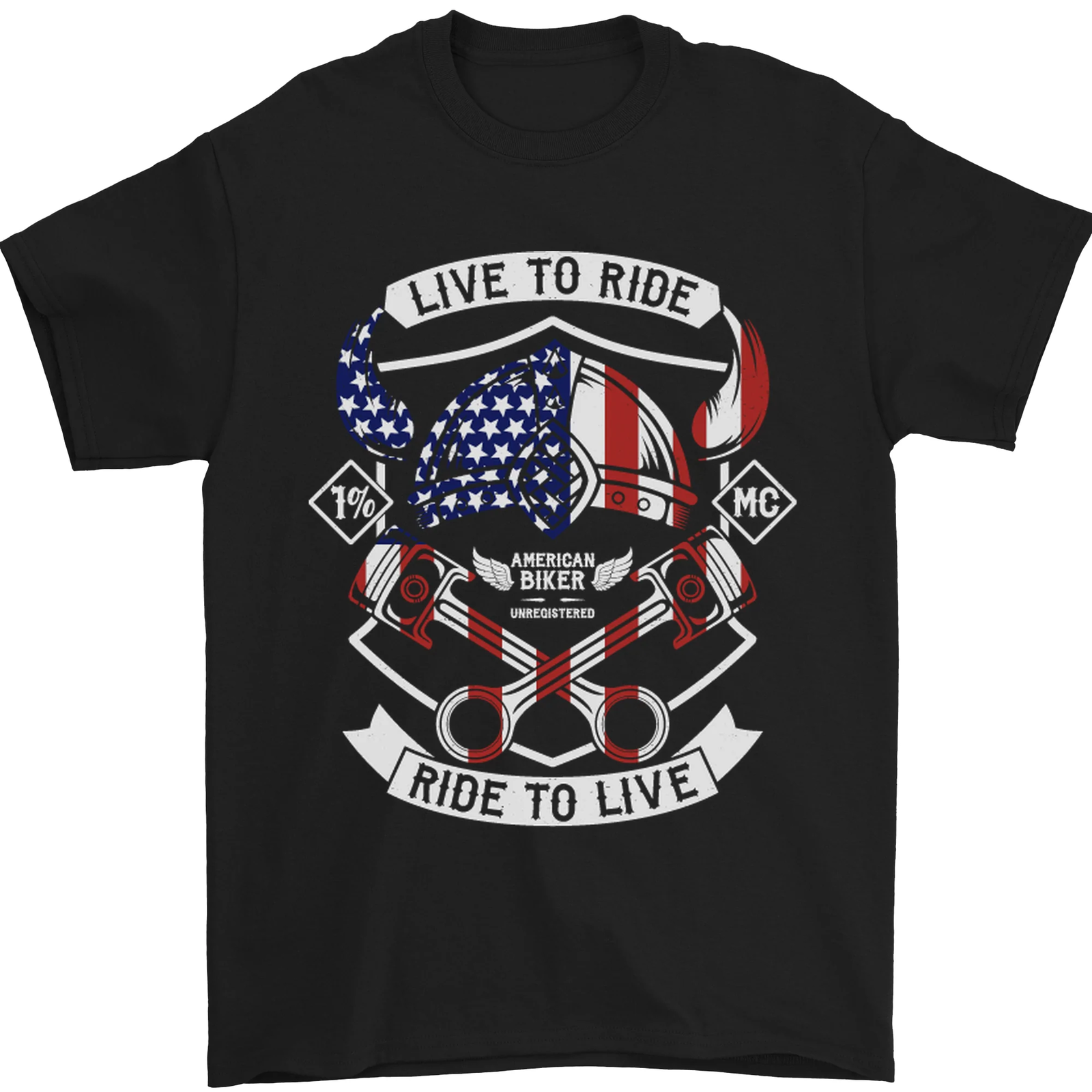 American Biker Motorbike Motorcycle USA Mens T-Shirt 100% Cotton