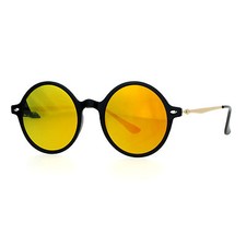 Unisex Fashion Sunglasses Round Circle Horn Rim Frame Flat Mirror Lens