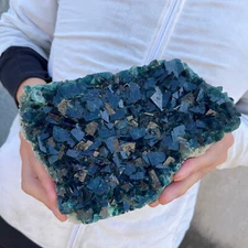 4.5lb Natural green cubic fluorite quartz crystal cluster mineral specimen