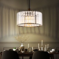 HäNgelampe Pendelleuchte Esszimmerlampe Kristalle 1 Flammig Schwarz Led H 120 Cm