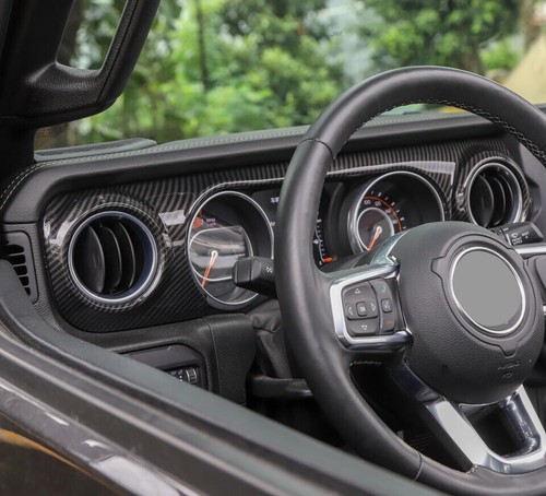 Carbon Fiber Center Console Dashboard Cover Trim For Jeep Wrangler JL JT 2018+ - Picture 7 of 9