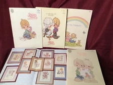 Lot of 5 Vintage Cross-Stitch Patterns Leaflets Precious Moments several years