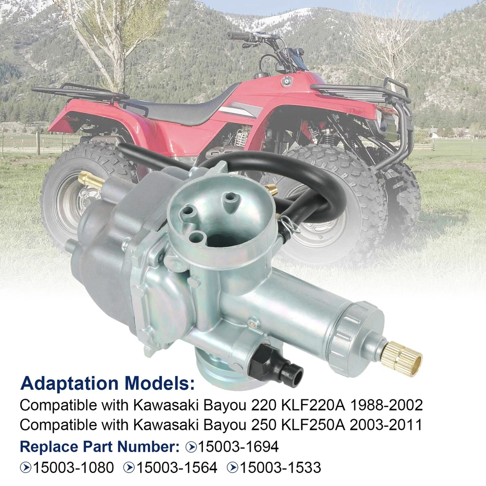 CARBURADOR para KAWASAKI BAYOU 220 KLF220A 1988-1998 con filtro de aire filtro de combustible Foto 4 de 4