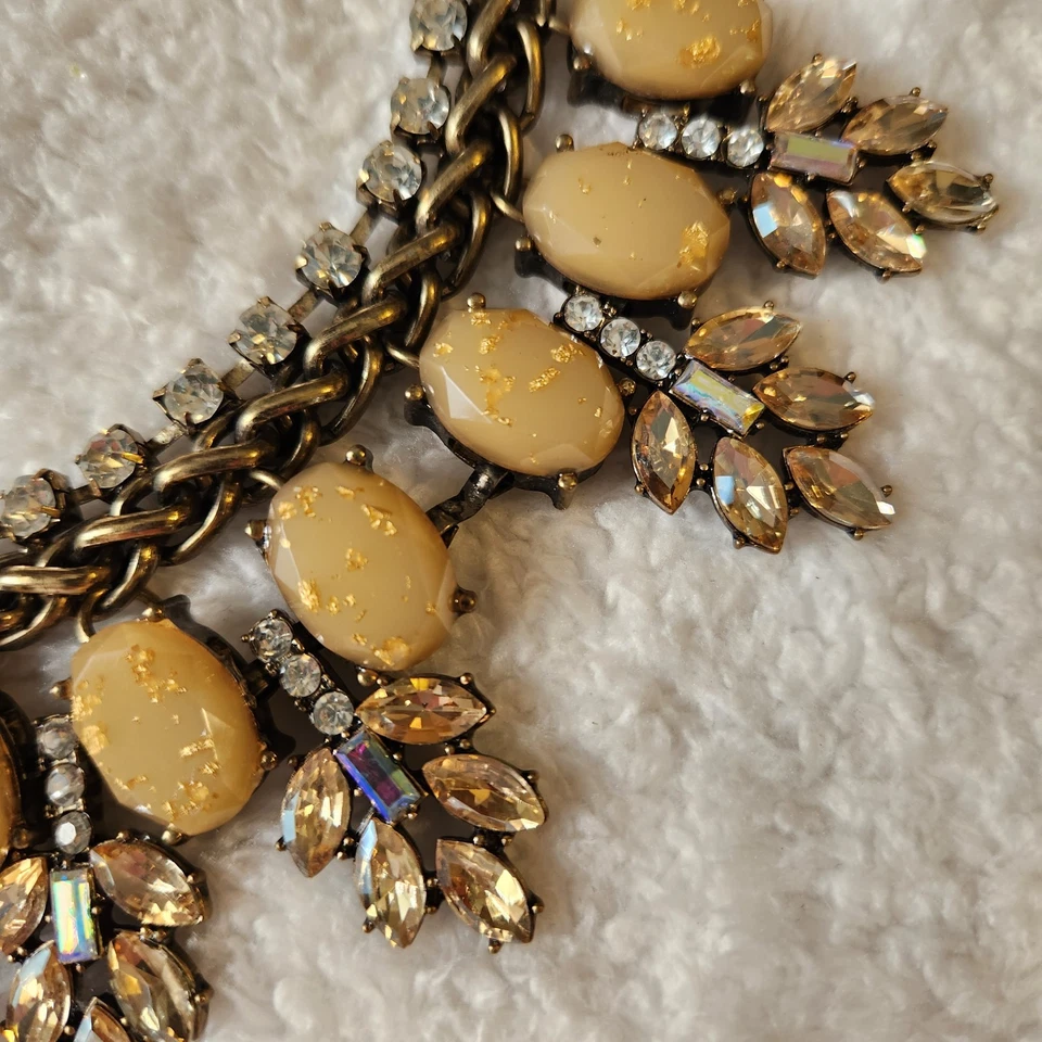 Collar Vintage Aldo Bronceado Declaración AB Estrás Lágrima Cadena Ajustable Foto 3 de 4