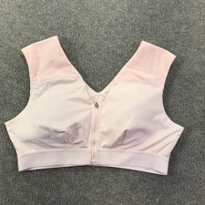 Tommie Copper Sports Bra Womens 2XL Pink Mesh Front Zip Support Copper Znergy