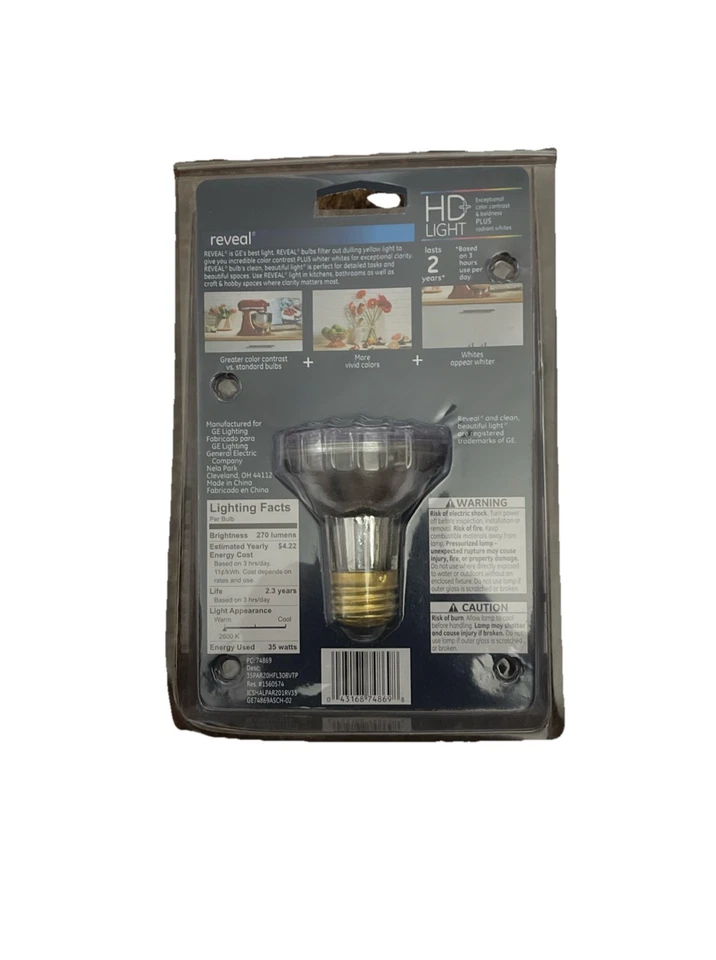 GE Light Reveal Direction PAR20 Indoor Floodlight Bulb 35W 270-Lu 74869. New - Image 2 of 4