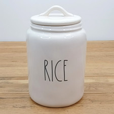 Rae Dunn Artisan Collection RICE Canister Jar Lid Ceramic Kitchen Storage UNUSED