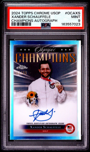 2024 Topps Chrome Olympics Xander Schauffele Olympic Champions Auto /99 PSA 9