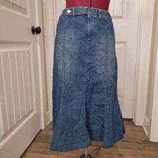 Lauren Jeans Co Ralph Lauren Denim A-Line Skirt flare Sz 6 jean long Vintage
