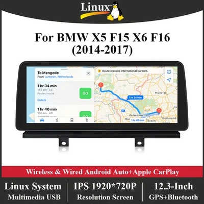12.3" CarPlay Android Auto Autoradio GPS Navigation EQ Für BMW X5 F15 X6 F16 NBT - Bild 1 von 4