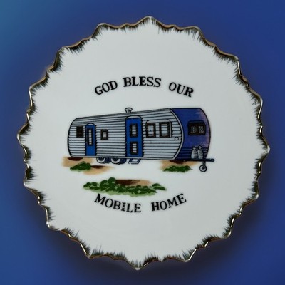 Vtg Kitschy Decorative Plate GOD BLESS OUR MOBILE HOME 7  Camper-RV-Trailer Life