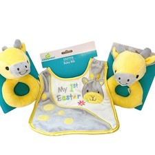 3 piece My 1st First Easter Giraffe Set Infant Baby Boy Girl Bib Rattle New