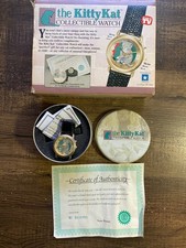 Reloj de mujer The Kitty Kat vintage años 80 coleccionable con lata y caja original