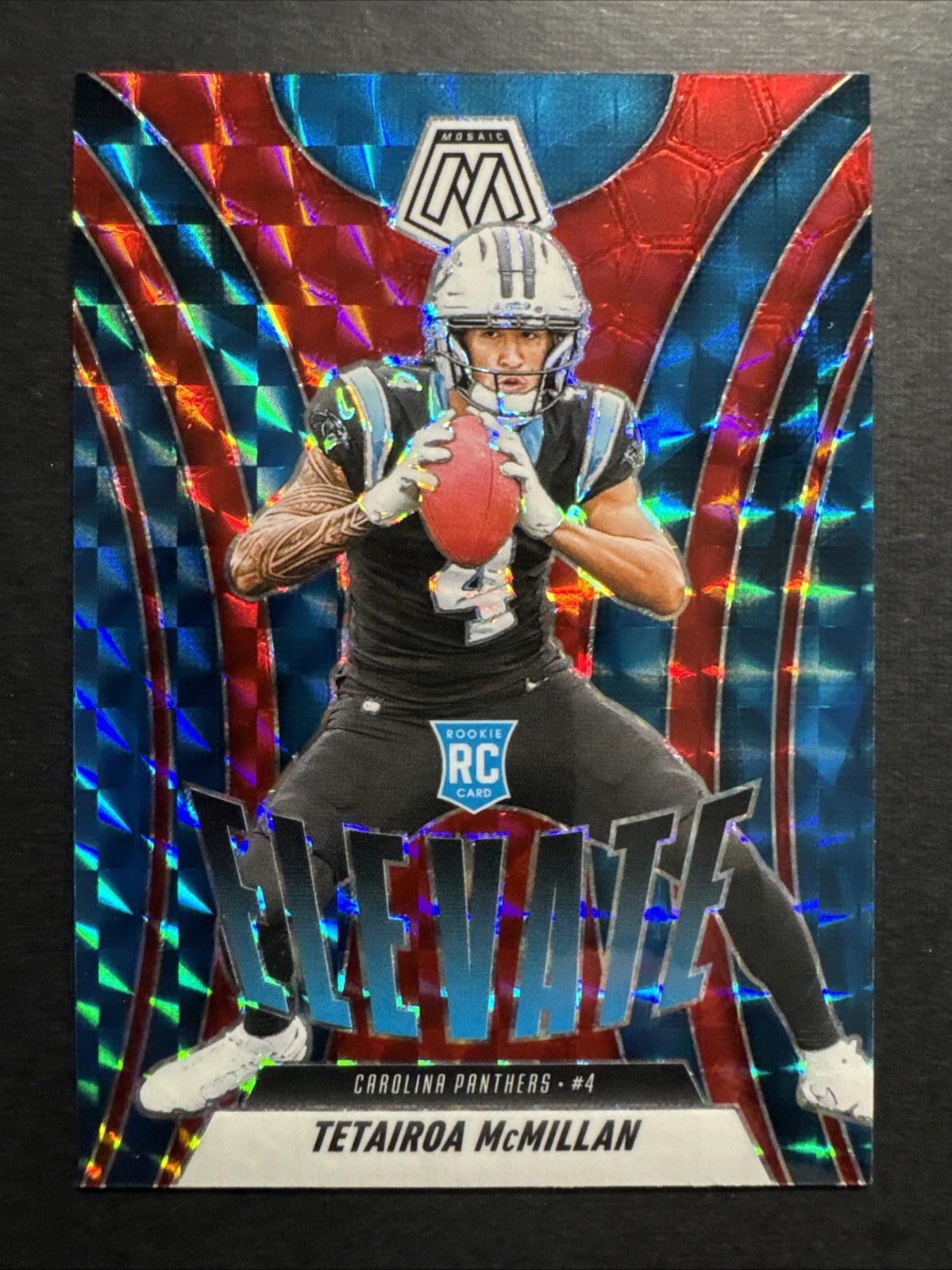 2025 Panini Mosaic Football Tetairoa McMillan RC - ELEVATE / RED Mosaic
