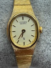 Vintage Ladies Citizen CQ 5920-S49615 Gold Tone Quartz Watch New Battery