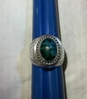 Vintage Navajo Green Turquoise Wide Band Ring Sz 13 925 Sterling