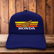Honda Wing Racing Mens Trucker Hat Navy Motorsport Motocross Formula 1 Retro