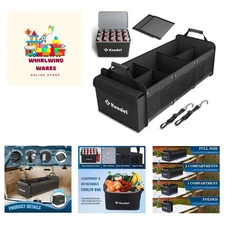 Durable Black Trunk Organizer with Cooler Bag: 88 Liter Capacity, 3 Compartments