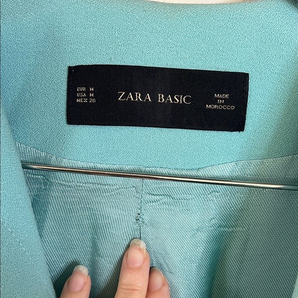 Zara Basic Teal Blazer Medium Acetate Formal Work… - image 15
