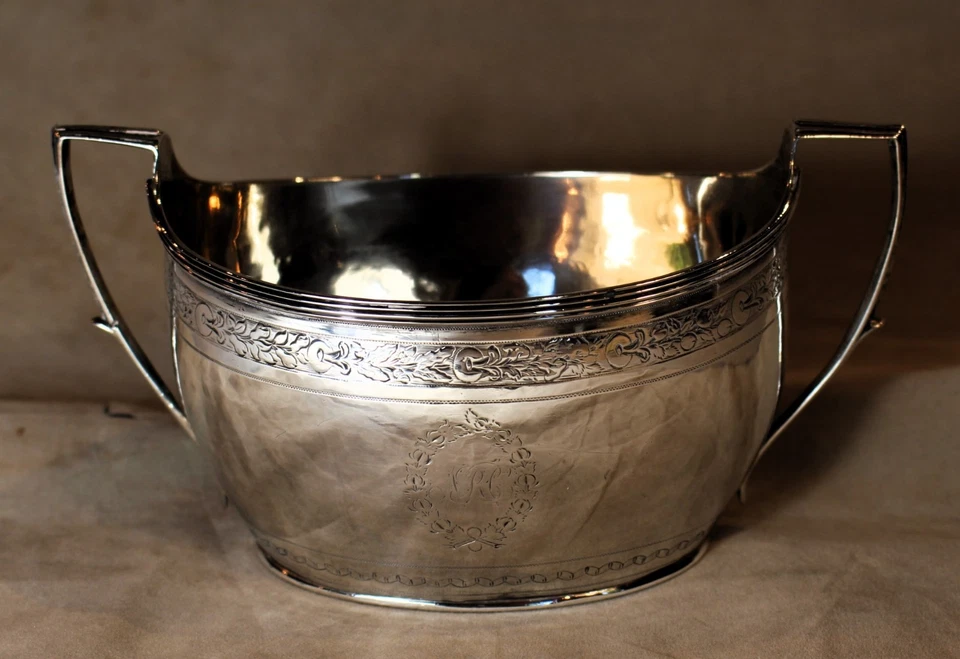 Moneda Federal Americana Grabada Grande Forma Navette Plata Cuenca de Azúcar c. 1815 Foto 3 de 4