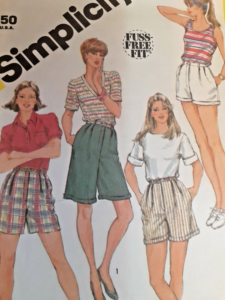 Simplicity 6377 Shorts Bermuda Walking Pleated Sewing Pattern Ladies 10 UC VTG - Image 2 of 4