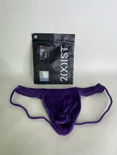 2xist Sexy Velour Ultra Low Rise Jock Strap Jockstrap Acai Purple Mens Size XL