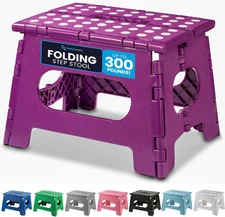 Folding Lightweight Step Stool - Sturdy Enough to Support Adults and Safe