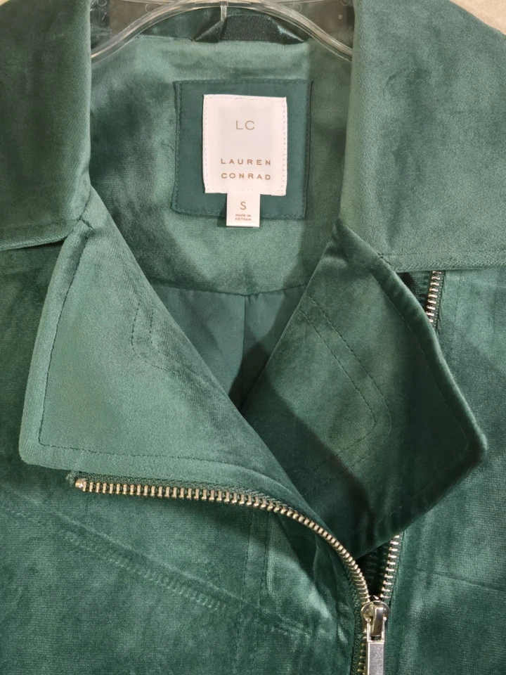 Chaqueta de moto LC Lauren Conrad imitación gamuza verde talla L Foto 4 de 4
