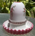 Vintage Fenton Reversible Moss Rose 4 Piece White Pink Floral Fairy Light Lamp — photo 9