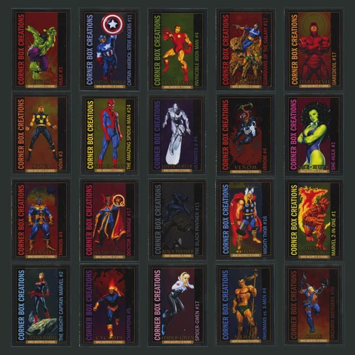 Corner Box Creations Complete Set #CB1-CB20 2024 Marvel Masterpieces 92 Platinum