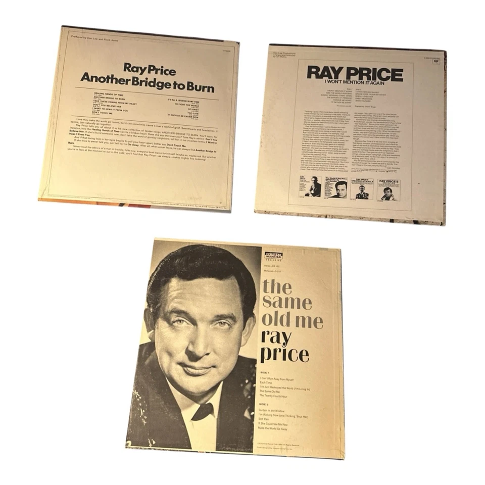 Ray Price Lot of 3 LPs Another Bridge to Burn Wont Mention Again Same Old Me - Image 2 of 3