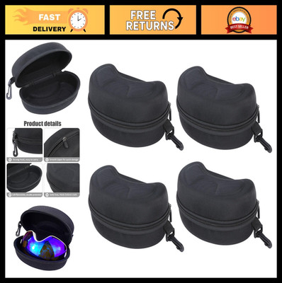 4-Pack EVA Hard Ski Goggle Case - Snowboard Goggles Storage Holder, Black