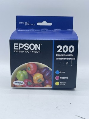 Genuine Epson 200- 3pk Cyan Magenta Yellow Ink Cartridges EXP. 12/2025 *SEALED*