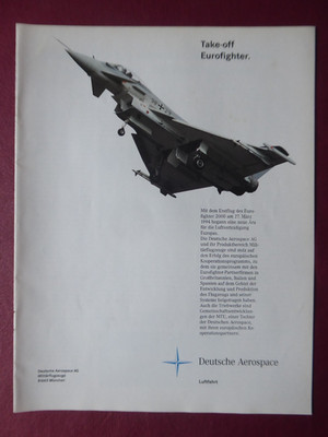 3/1994 PUB GERMAN AEROSPACE EUROFIGHTER 2000 FIRST FLIGHT PRIME MINISTER VOL GERMAN AD