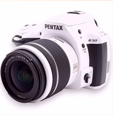 Pentax K-50 16.3 MP Digital SLR Camera White 18-55mm Lens Excellent Japan