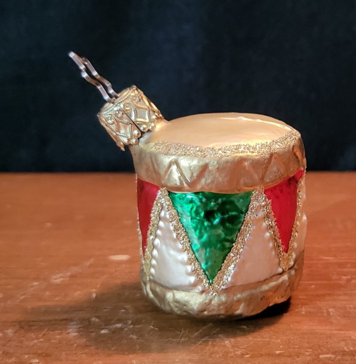 Inge Glas Cadence Drum Blown Glass Ornament 2.5” Tall OWC